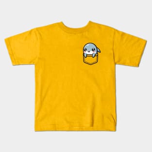 Baby Dolphin in Pocket Cute Kawaii Sea Animal Peeking Kids T-Shirt